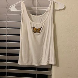 SHEIN white butterfly tank